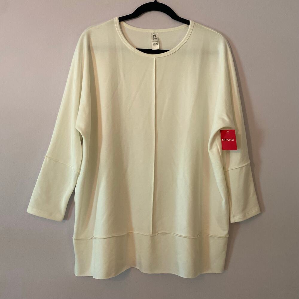NWT SPANX White Perfect Length Dolman Sweatshirt Crewneck Oversized size Medium